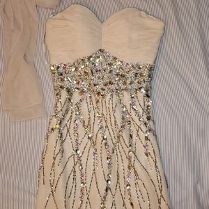 Champagne Crystal Prom Dress